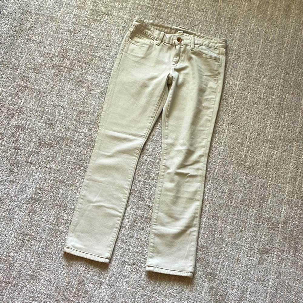 Banana Republic Cream Jeans, Straight Leg, Light Tan Jeans, Stretch, waist 26